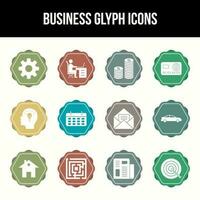 Unique Business Glyph icon set vector