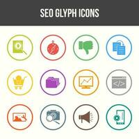 Unique SEO Glyph icon set vector