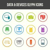 Unique Data and Devices Glyph icon set vector