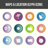 Unique Maps and location Glyph icon set vector