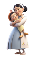 3d character of mother hugging her son. concept of happy mother's day. png