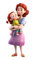 3d character of mother hugging her son. concept of happy mother's day. png