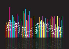 abstract soundwaves background with music notes vector