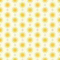 Seamless Pattern Of Sunny And Flowers On Background. vector