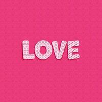 White Love Font On Pink Heart Pattern Background. vector