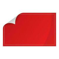 Red Blank Curl Paper Label Or Sticky On White Background. vector