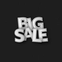 Paper Cut Big Sale Font Over Black Background. Advertising Poster Design. vector