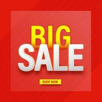 Advertising Poster Design With Big Sale Text On Red Stripe Background. vector