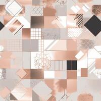 Geometric shapes seamless pattern illustration soft color and rose gold details. photo