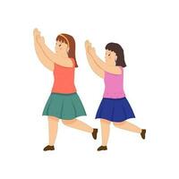 Character Of Young Girls Clapping In Walk Pose. vector