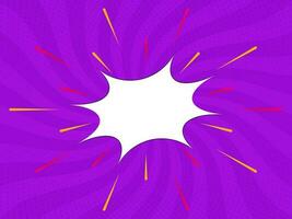 Empty Starburst Frame Against Purple Radial Rays Background. vector