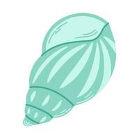 Elongated striped clam shell. Sea snail. Underwater shell illustration. Modern flat style illustration isolated on white background. vector