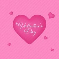 valentine's Day Font With Glossy Hearts On Pink Stripe Pattern Background. vector