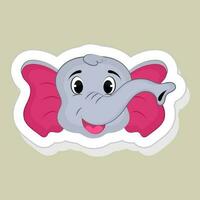 Sticker or label of Happy Elephant. vector