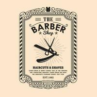 Clásico marco frontera retro diseño etiqueta Barbero tienda frontera vector