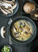 Miso soup with mushrooms photo