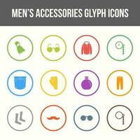 Unique men's accessories vector glyph icon set