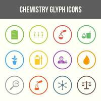 Unique chemistry vector glyph icon set