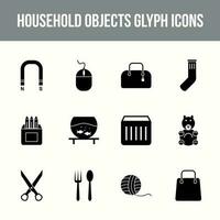 Unique household objects vector glyph icon set