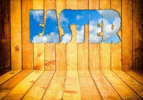 Easter wooden  background photo