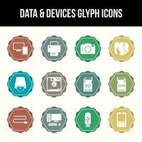 Unique Data and Devices Glyph icon set vector