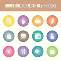 conjunto de iconos de glifo vectorial de objetos domésticos únicos vector