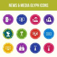 Unique news and media vector glyph icon set