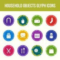 Unique household objects vector glyph icon set