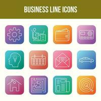 Unique Business Line icon set vector