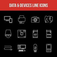 Unique Data and Devices Line icon set vector