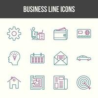 Unique Business Line icon set vector