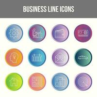 Unique Business Line icon set vector