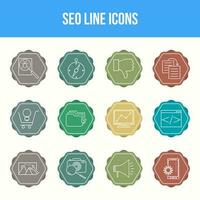 Unique SEO Line icon set vector