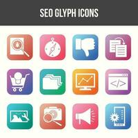 Unique SEO Glyph icon set vector