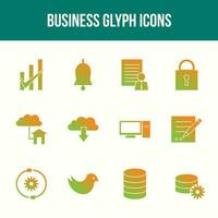 Unique Business Glyph icon set vector