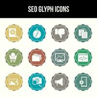 Unique SEO Glyph icon set vector