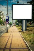 Blank billboard in the city photo