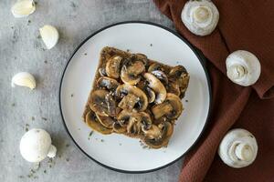 Fried mushrooms sandwich photo