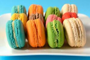 Colorful sweet macaroons photo