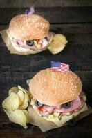 Ham and olives sandwiches photo