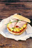 Scramble eggs sandwich photo