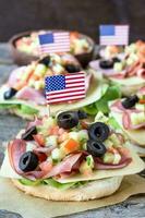 Ham and olives sandwiches photo