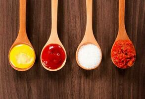 Food ingredients in spoon photo