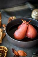 Pears in wine photo
