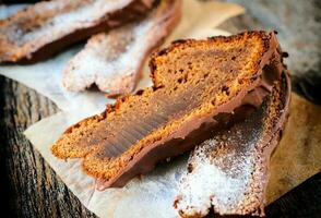 Tasty chocolate cake slices photo