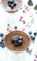 Chocolate mousse with blueberries photo