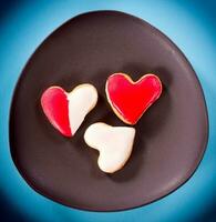 Heart cookies in the plate photo