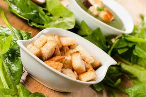 Dried crusts for salad photo