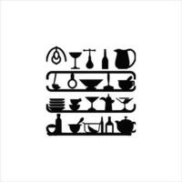 Kitchen  items icon silhouette vector art.