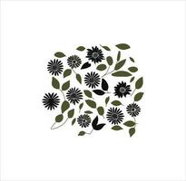 Beautiful leaves and flowers vector icon.